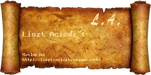 Liszt Acicét névjegykártya